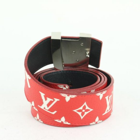 Louis Vuitton x Supreme Ultra Rare Red 100/40 Monogram Initiales Belt 118lv27 - Picture 6 of 12